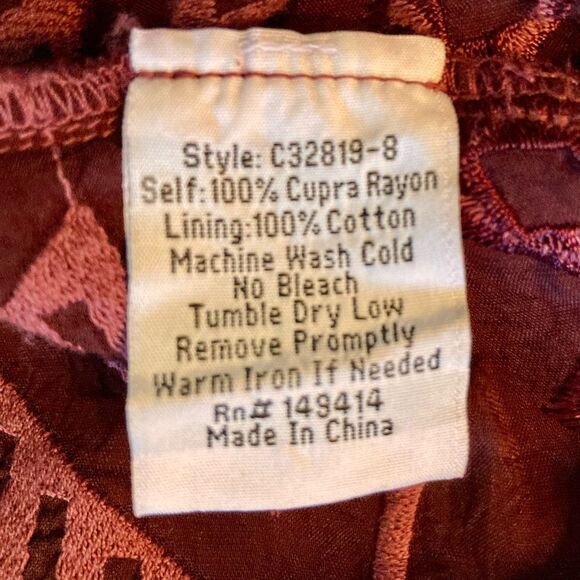 NEW Johnny Was Avery Dress Aztec Embroidered Eyelet Slip Merlot Burgundy Size XL - Picture 15 of 16